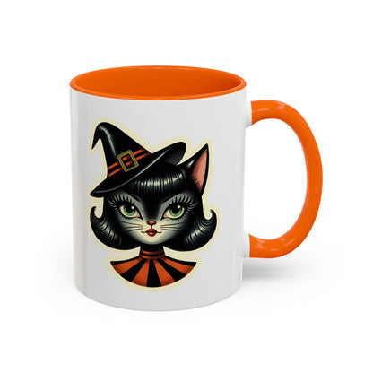 Vintage Halloween Black Cat Sexy Sexton Mid Century Modern Accent Coffee Mug - Mid Century Modern Gal
