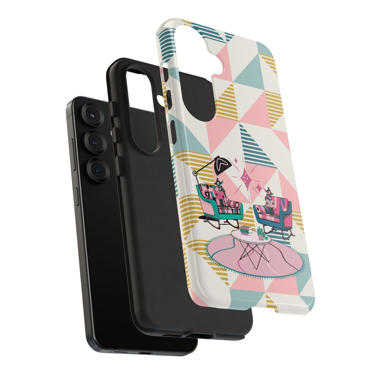 Atomic Cats Reading, Book Talk, Book Lover, Retro Chic Phone Case with Retro Vibe - Cozy Living Room Design