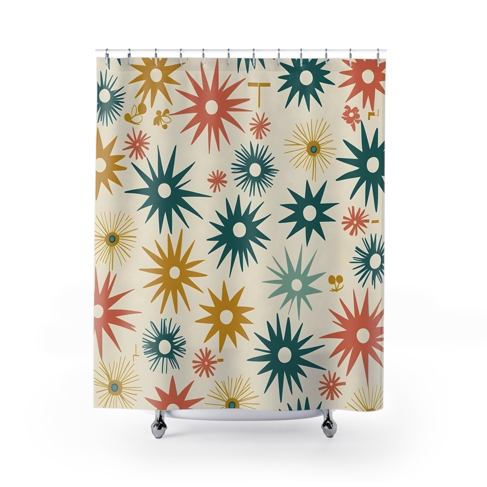 Mid Century Modern Atomic Starburst Shower Curtain - Mid Century Modern Gal