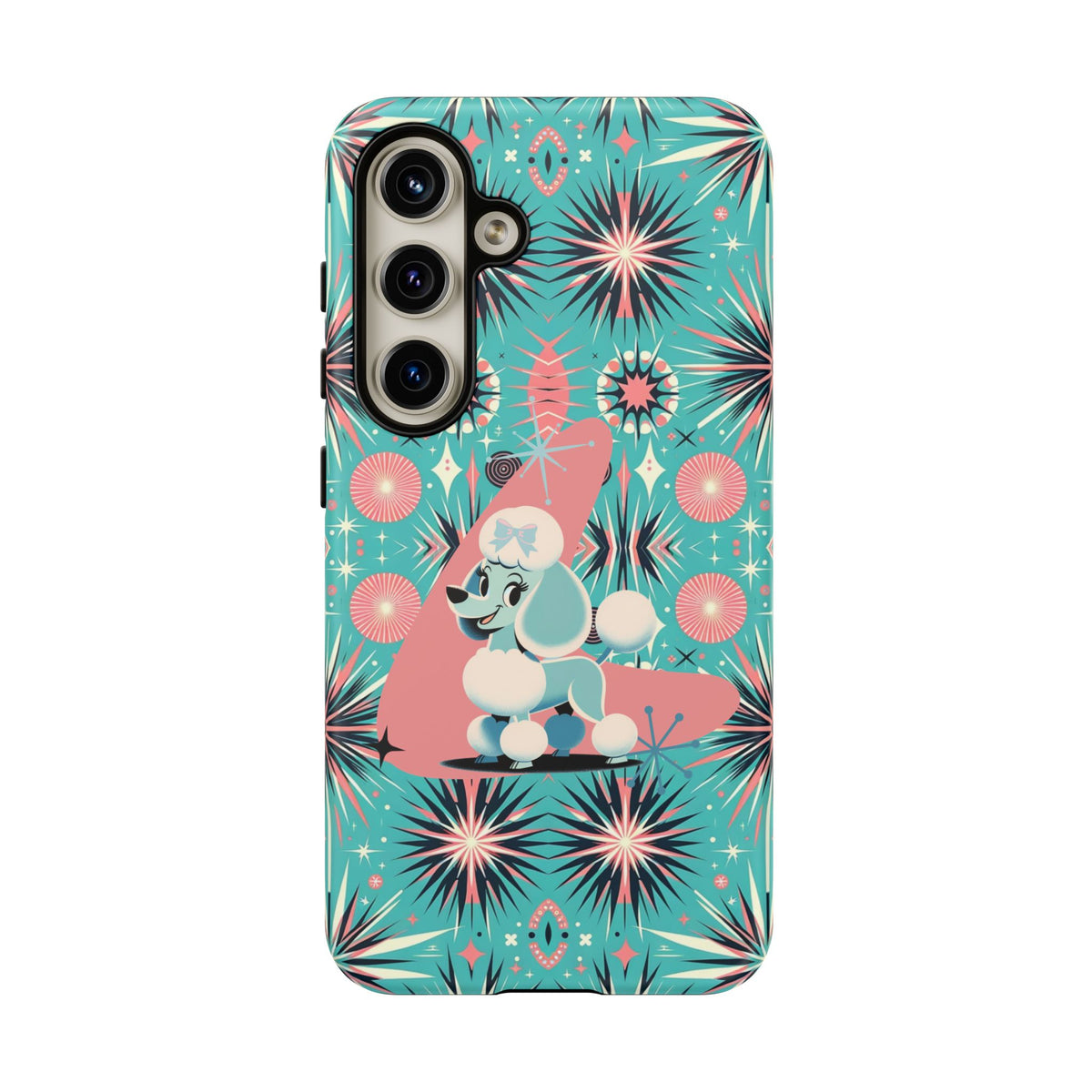 1950s Mid Century Modern Atomic Pink, Poodle Retro Smart Phone Tough Cases