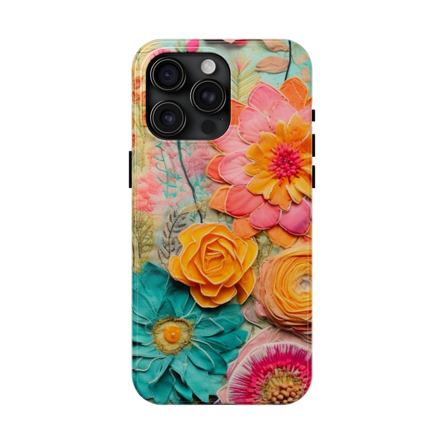 Boho Retro Floral Faux Pressed Flowers Smart Phone Tough Phone Cases