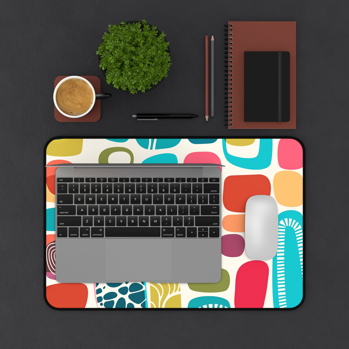 Mid Century Modern Amoeba Designed Geometric Colorful Modern Desk Mat - Mid Century Modern Gal