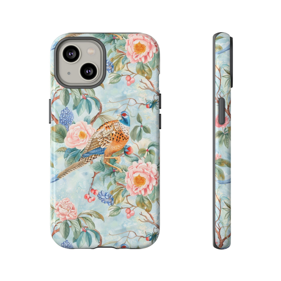 Chinoiserie Designed Floral Pheasant Phone Case with Bird Design - Mid Century Modern Gal