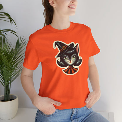 Vintage Halloween Black Cat Sexy Sexton Mid Century Modern Unisex T-Shirt - Mid Century Modern Gal