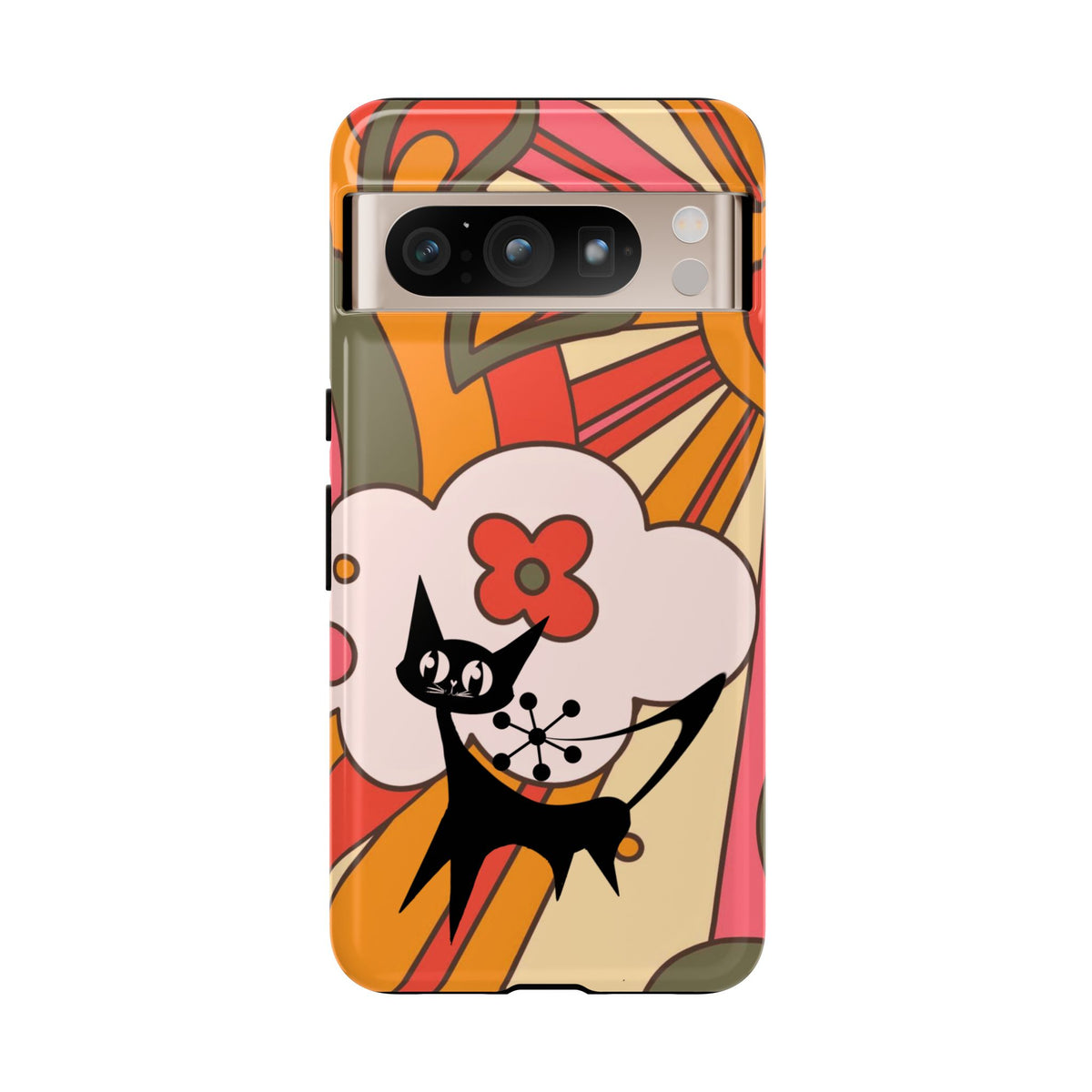 Atomic Cat, Retro Sunburst, Groovy Mod Smart Phone Tough Phone Cases