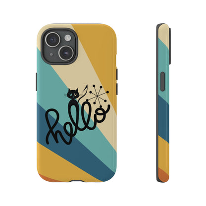 Atomic Groovy Cat, Retro, Kitschy, Hello Starburst, Mid Mod Smart Phone Tough Phone Cases