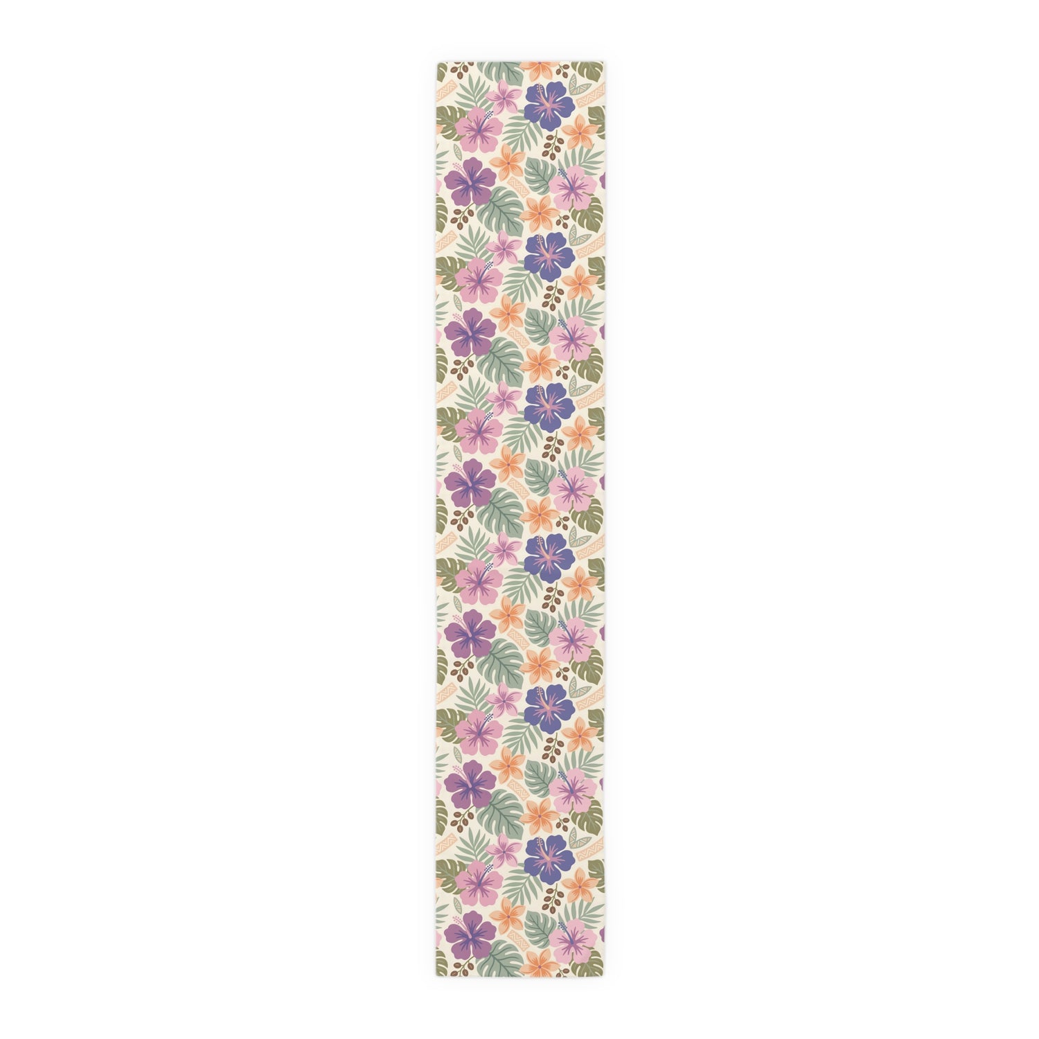 Retro Tropical Tiki Summer, Hawaiian Hibiscus Purple Table Runner