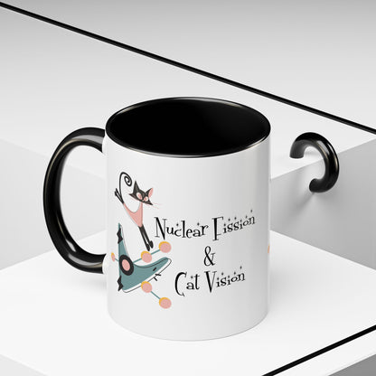 Atomic Cat Coffee Tea Mug, Mid Century Modern Boomerang, Space Age Atomic Drinkware For Cat And Coffee Lovers - Mid Century Modern Gal