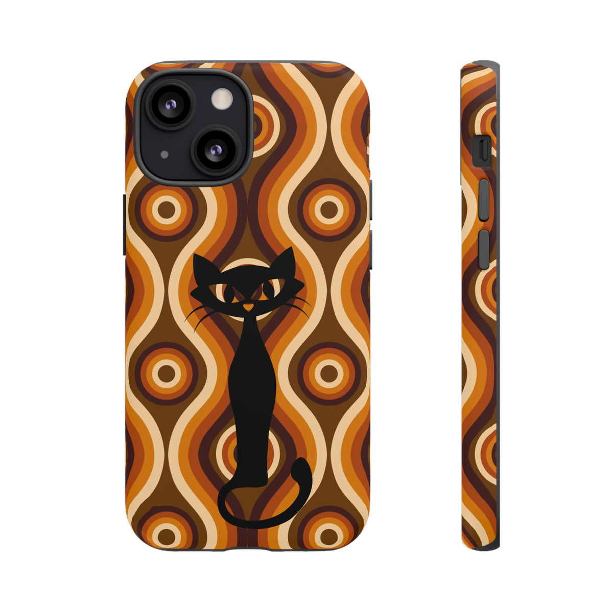Retro Phone Case, Groovy Brown, Atomic Kitsch Cat Tough Smart Phone Cases - Mid Century Modern Gal