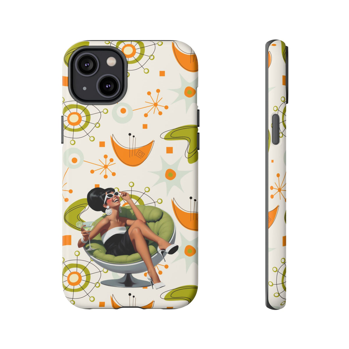 Mid Century Modern Atomic Starburst Mid Mod 60s Gal Retro Chic Tough Phone Case with Vintage Glamour Design - Mid Century Modern Gal