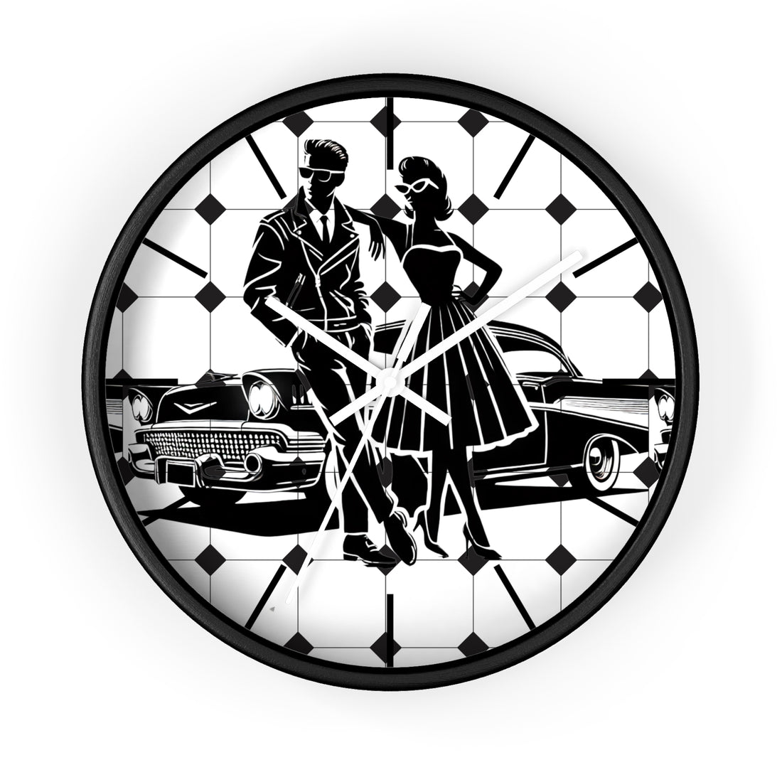 50s Retro Vintage Style Wall Clock, Classic Car Clock, Retro Home Decor, Gift for Car Enthusiasts, 50s Themed Kitchen Accessory - Mid Century Modern Gal