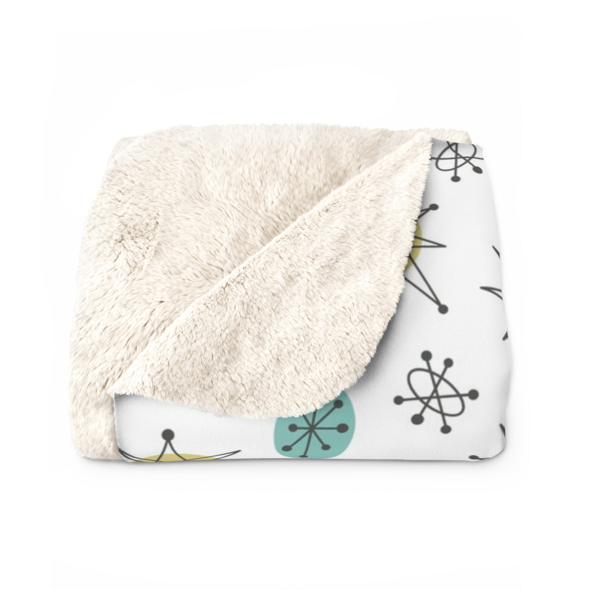 Holiday Cheers, 50s Atomic Style Cozy Kitschy Blanket Gift - Mid Century Modern Gal