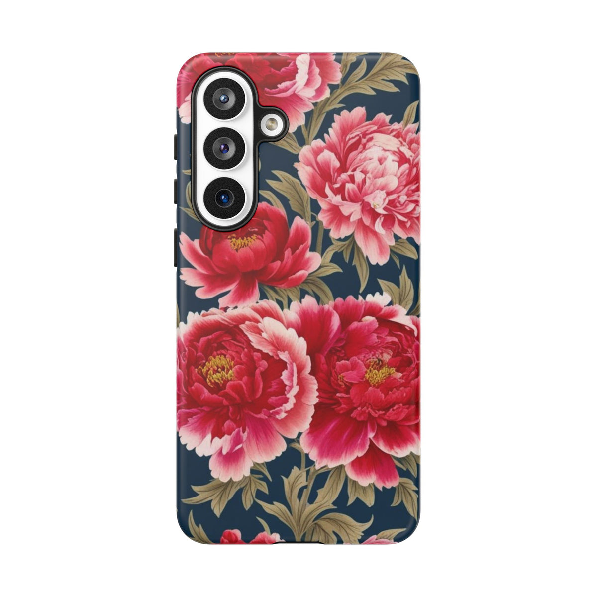 Chinoiserie Royal Blue Pink, Red Roses And Peony Floral Tough Phone Case