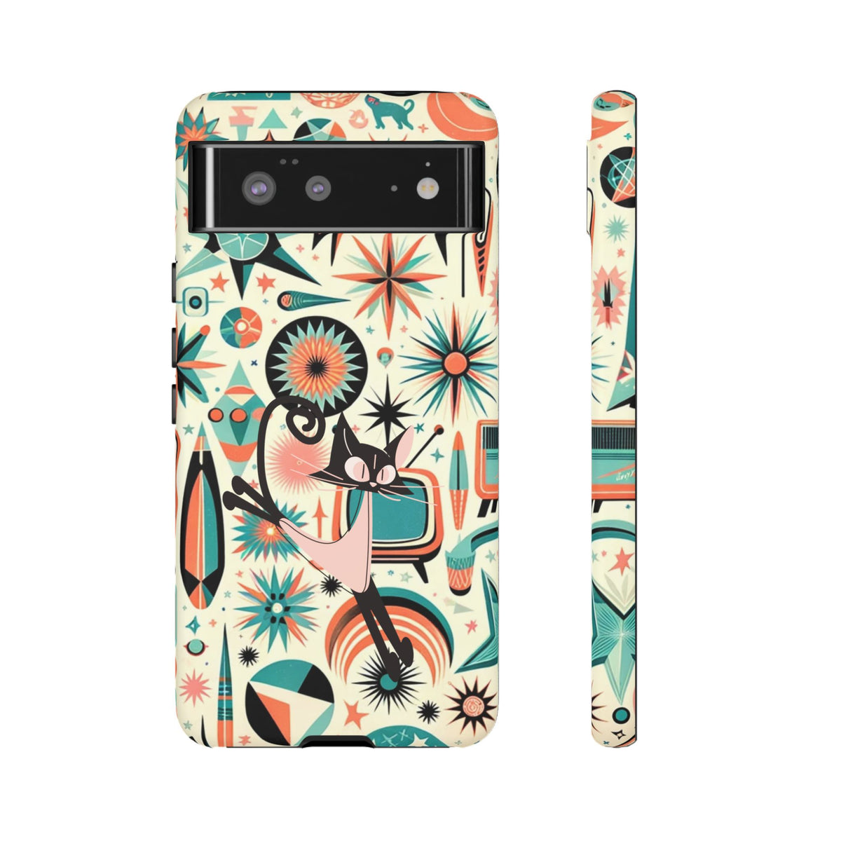 Atomic Kitty Boomerang Space Kitty Mid Century Modern Samsung, Smart Phone, Tough Cases - Mid Century Modern Gal