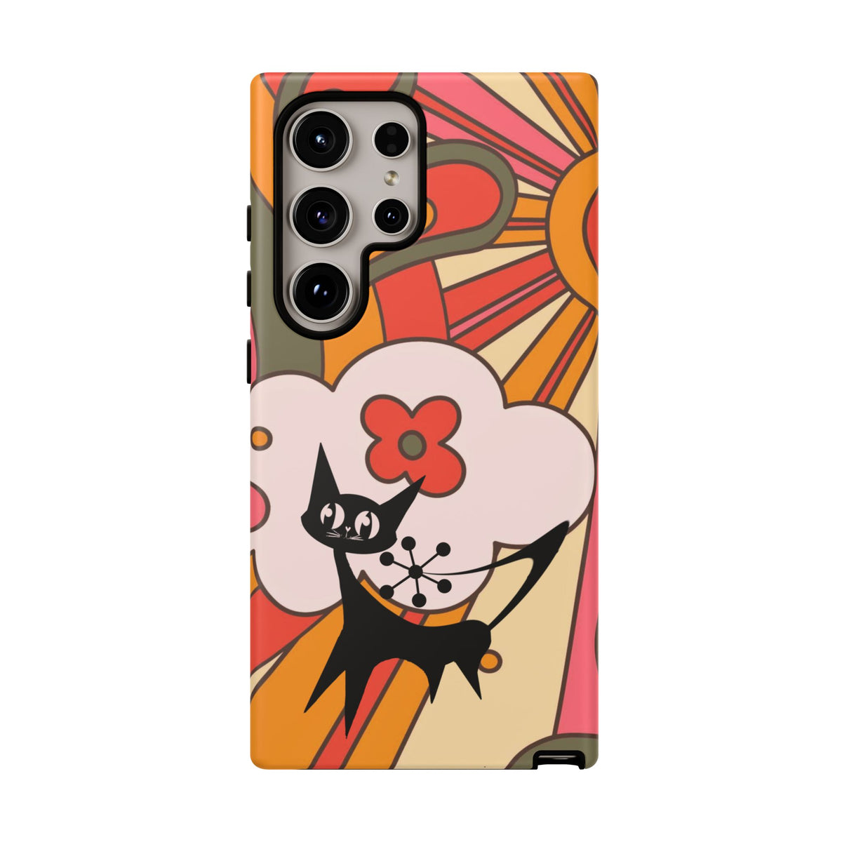 Atomic Cat, Retro Sunburst, Groovy Mod Smart Phone Tough Phone Cases