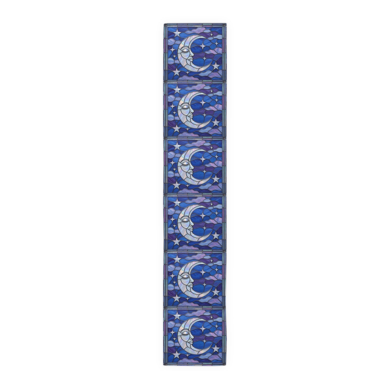 Halloween Stained Glass Style Night Sky Moon Stars Clouds Table Runner - Mid Century Modern Gal