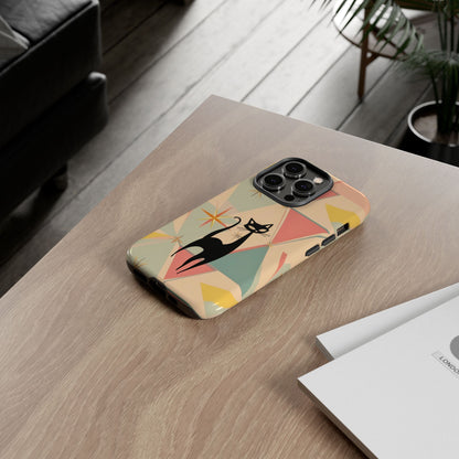 Atomic Cat Mid Mod Retro Cat Phone Case | Tough Cases with Vintage Vibe | Ideal for Cat Lovers