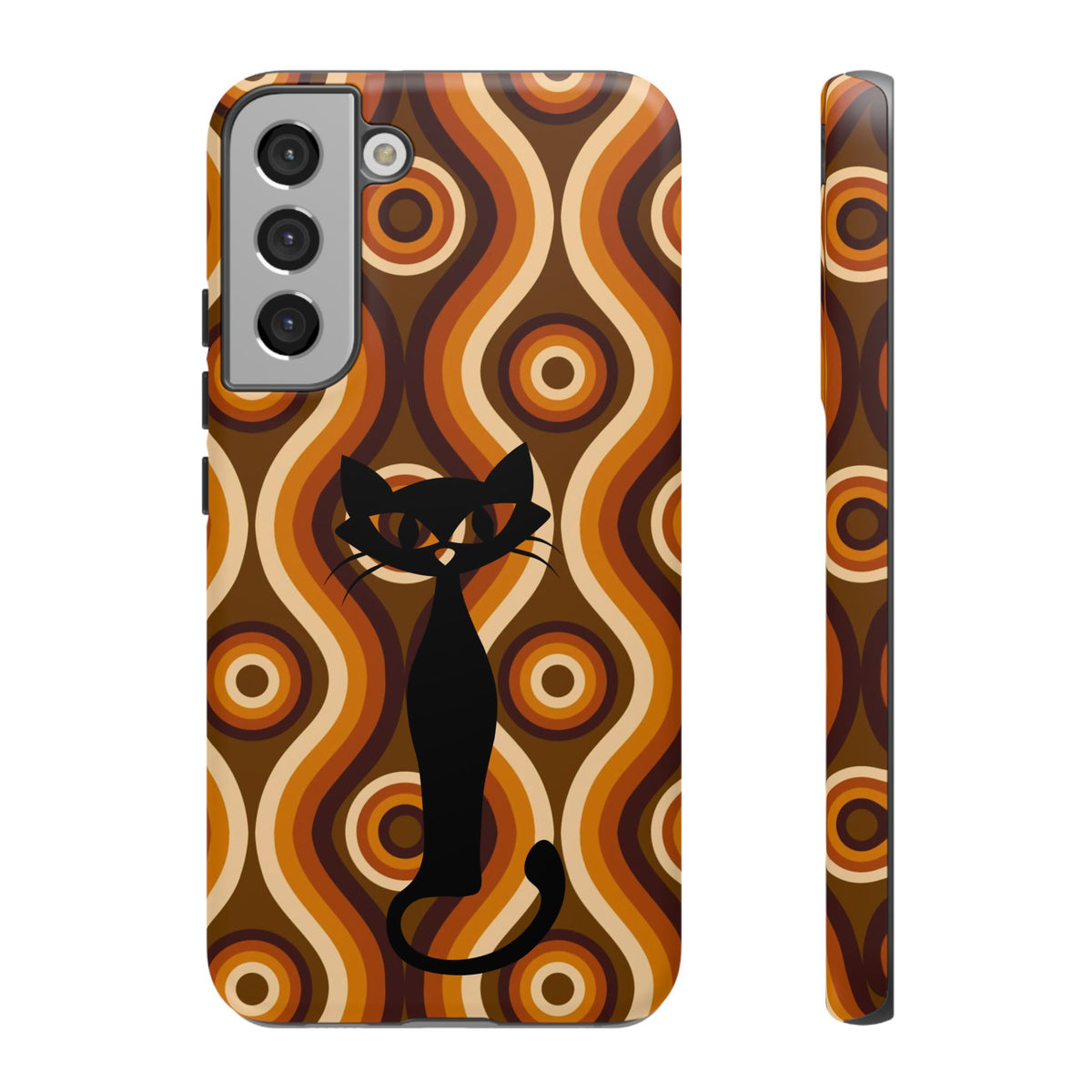 Retro Phone Case, Groovy Brown, Atomic Kitsch Cat Tough Smart Phone Cases
