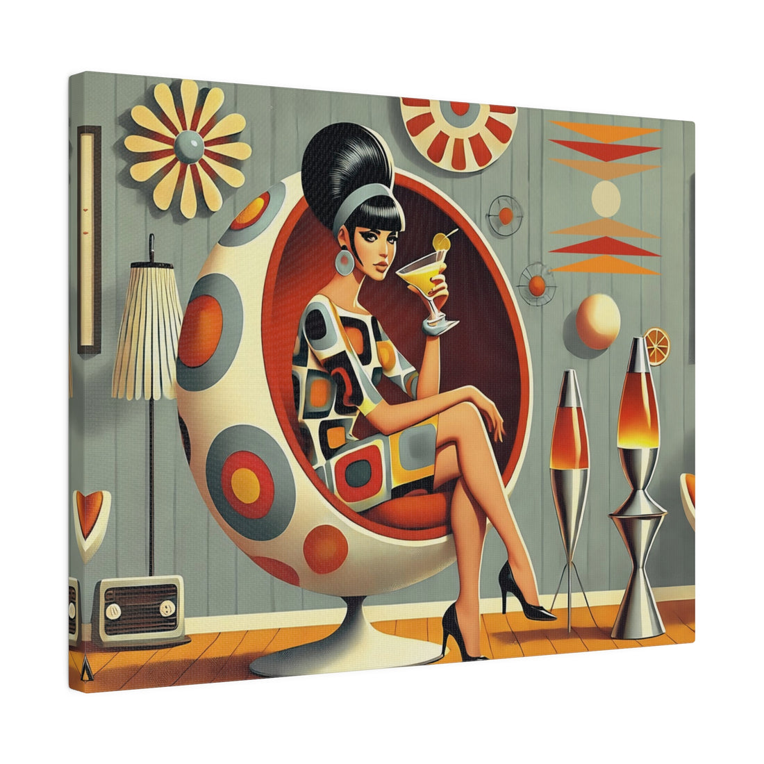 Retro Mod Gal, Atomic Age Kitschy 60s Groovy Wall Art - Mid Century Modern Gal