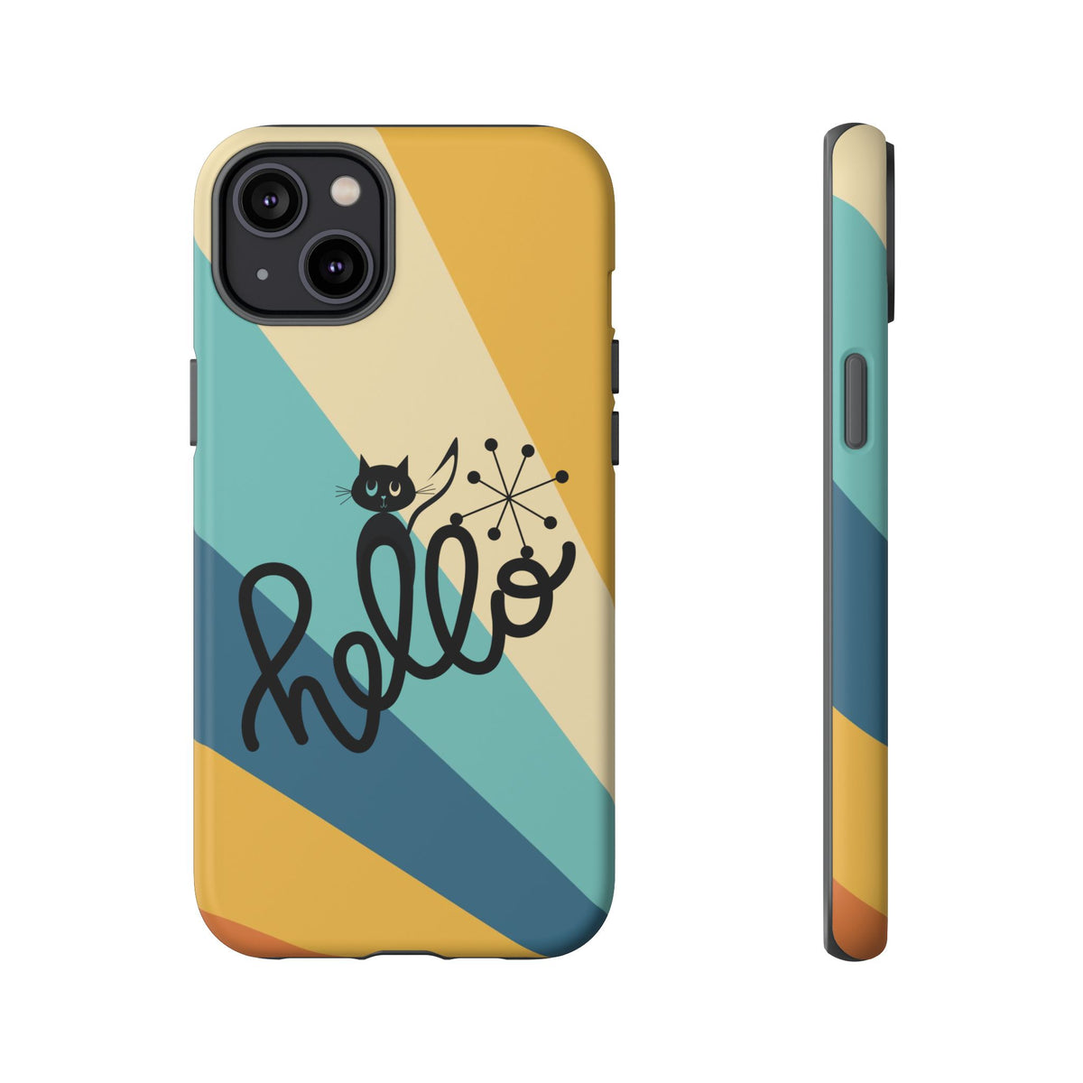 Atomic Groovy Cat, Retro, Kitschy, Hello Starburst, Mid Mod Smart Phone Tough Phone Cases - Mid Century Modern Gal