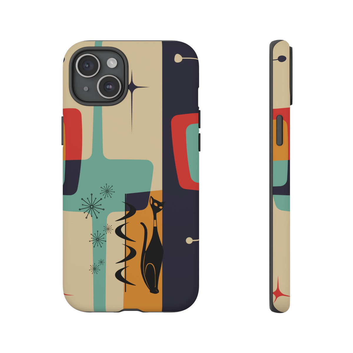 Mid Century Modern, Geometric, Atomic Cat Groovy Smart Phones Tough Phone Cases