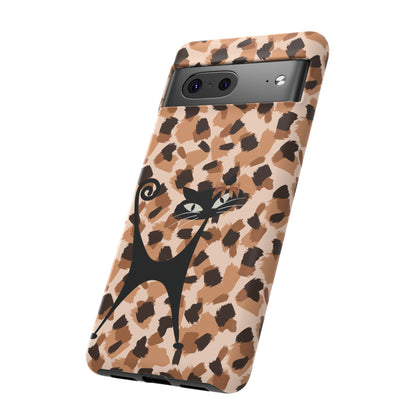 Mid Century Modern Atomic Cat, Animal Print Kitschy Trendy Smart Phone Tough Cases