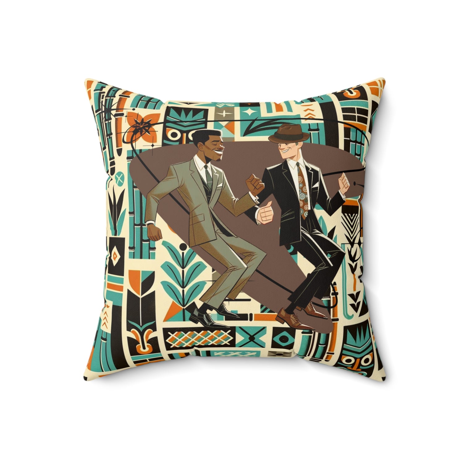 Mod Men Tiki Lounge Palm Springs Cali, Retro Mod Dance Vibe Pillow - Mid Century Modern Gal