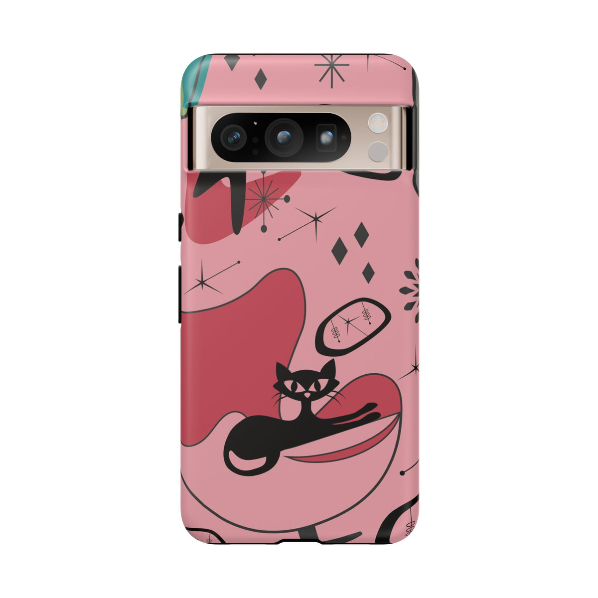 Atomic Cat, Pink Mid Century Modern, Egg Chair, Space Cat Tough Phone Case