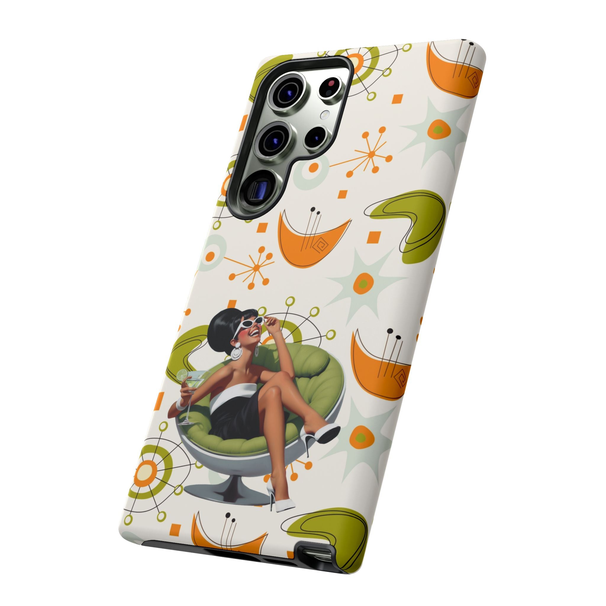 Mid Century Modern Atomic Starburst Mid Mod 60s Gal Retro Chic Tough Phone Case with Vintage Glamour Design