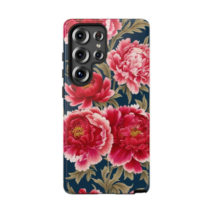 Chinoiserie Royal Blue Pink, Red Roses And Peony Floral Tough Phone Case