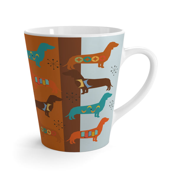 Mid Century Modern Colorful Dachshund Latte Mug - Fun and Playful Dog Lover's Gift
