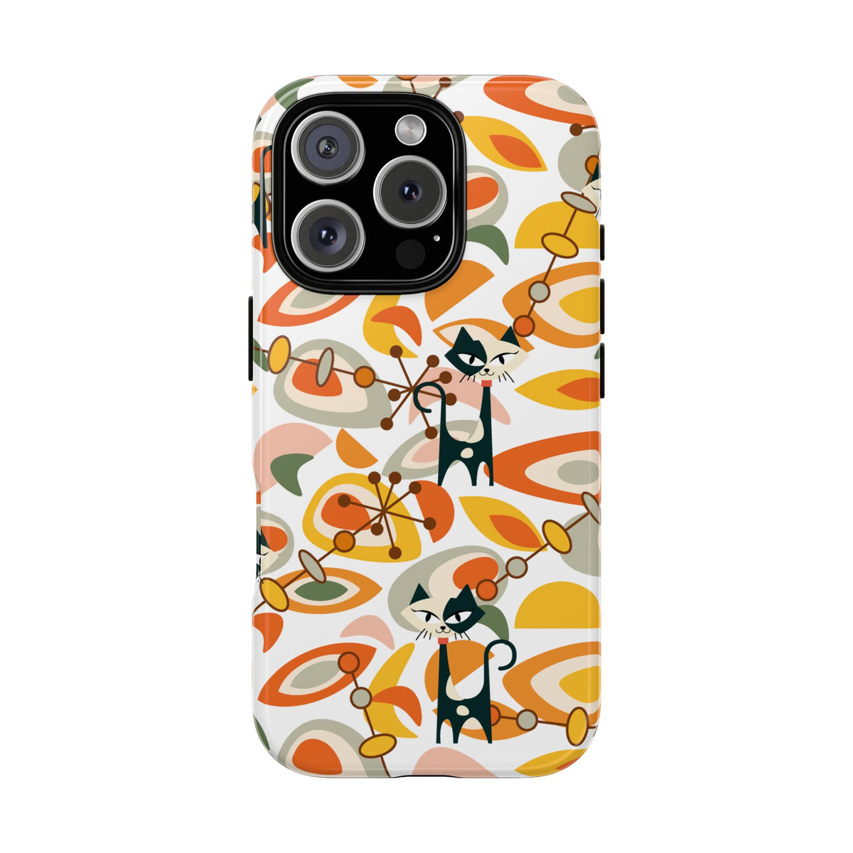 Atomic Cat Mid Mod Orange, Yellow, Groovy Cat Smart Phone Tough Cases