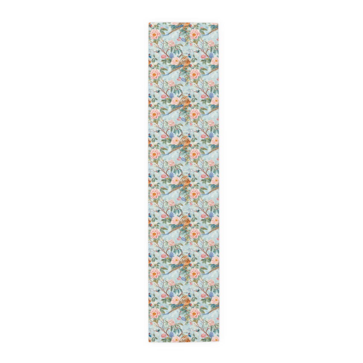 Chinoiserie Botanical Floral Table Runner - Elegant Table Linen Centerpiece for Home Decor - Mid Century Modern Gal