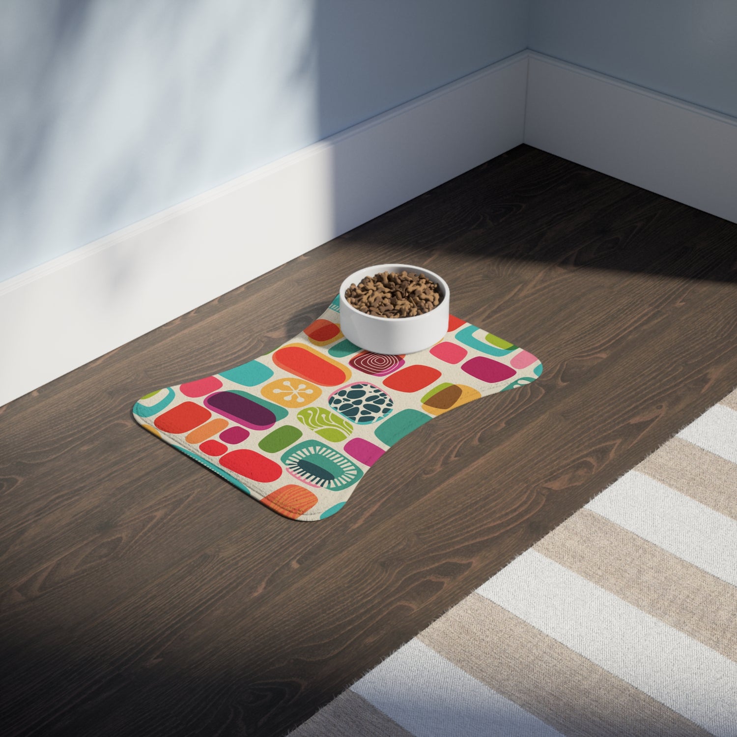Mid Century Modern Amoeba Design, MCM Cat, Dog Feeding Mat - Mid Century Modern Gal