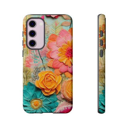 Boho Retro Floral Faux Pressed Flowers Smart Phone Tough Phone Cases