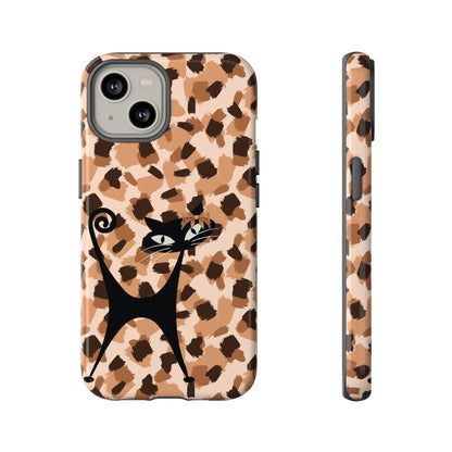 Mid Century Modern Atomic Cat, Animal Print Kitschy Trendy Smart Phone Tough Cases