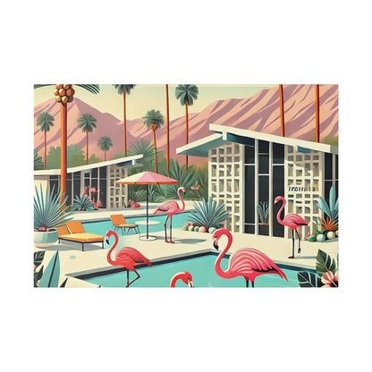 50s Mid Century Modern Wall Art, Palm Springs Flamingo Breeze Block MCM Art