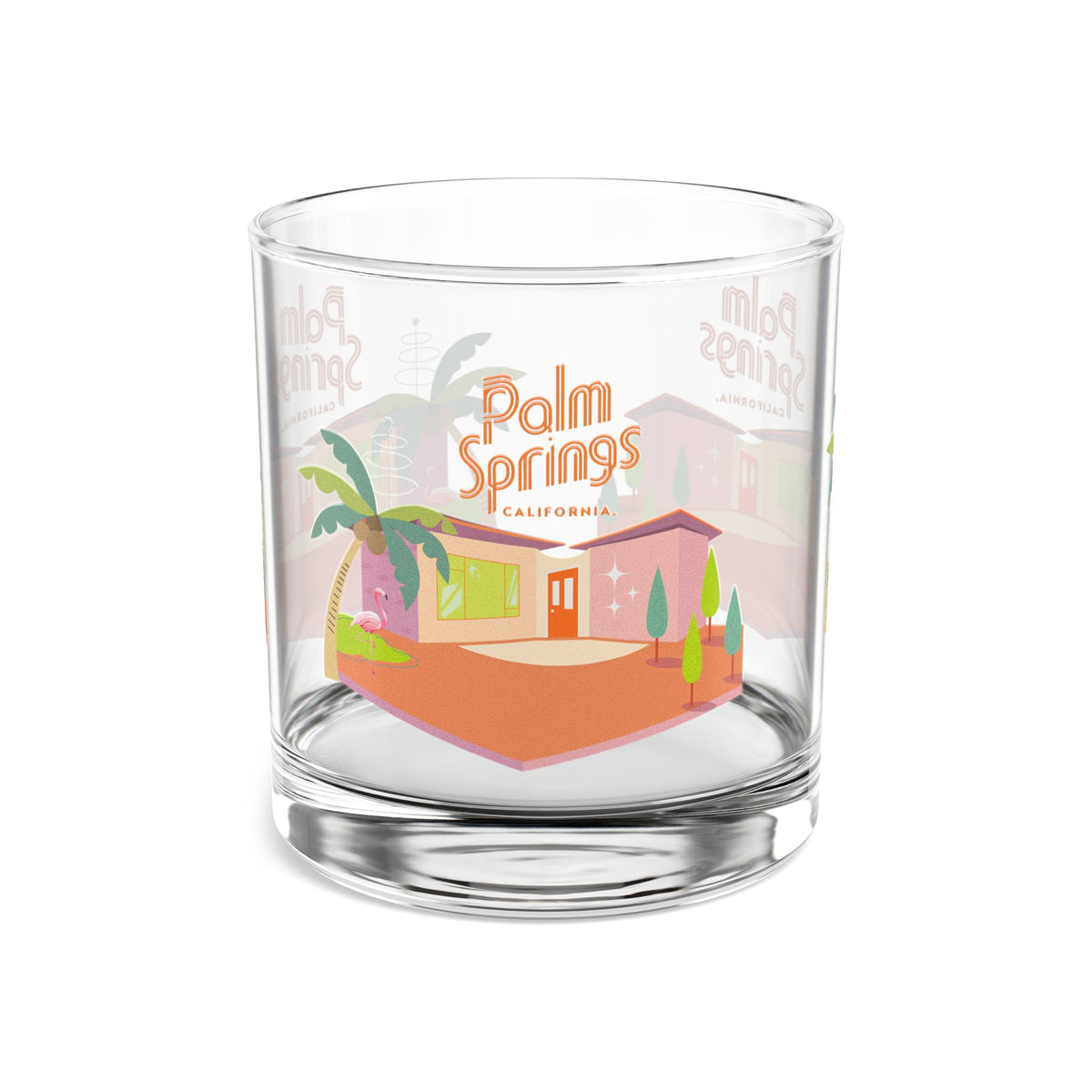 Palm Springs California Bourbon Lover Glass, Mid Mod Style - Mid Century Modern Gal