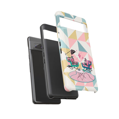 Atomic Cats Reading, Book Talk, Book Lover, Retro Chic Phone Case with Retro Vibe - Cozy Living Room Design