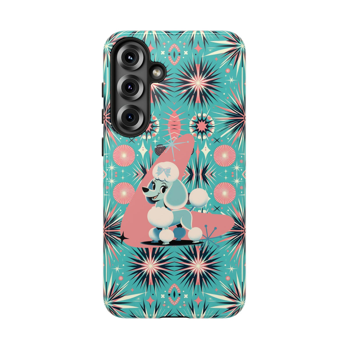1950s Mid Century Modern Atomic Pink, Poodle Retro Smart Phone Tough Cases