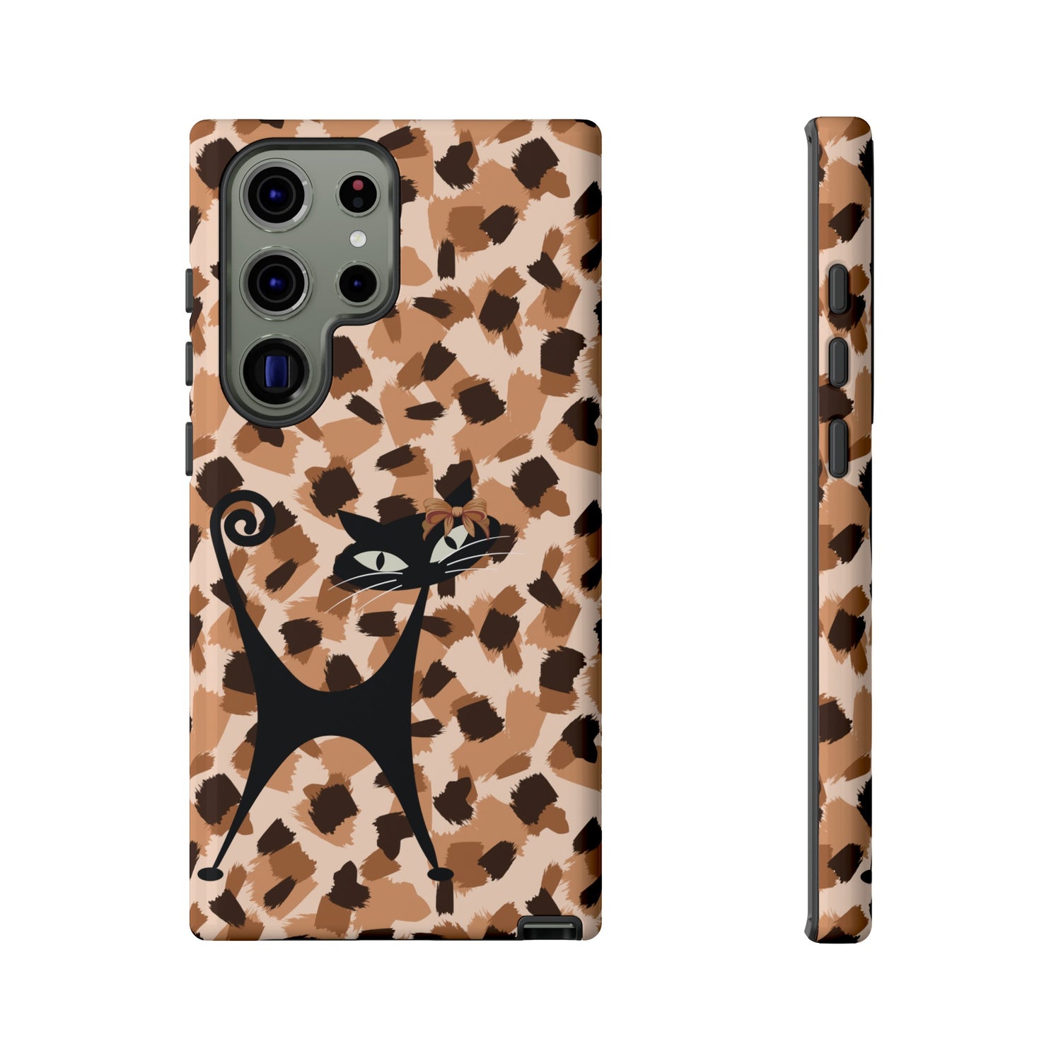 Mid Century Modern Atomic Cat, Animal Print Kitschy Trendy Smart Phone Tough Cases