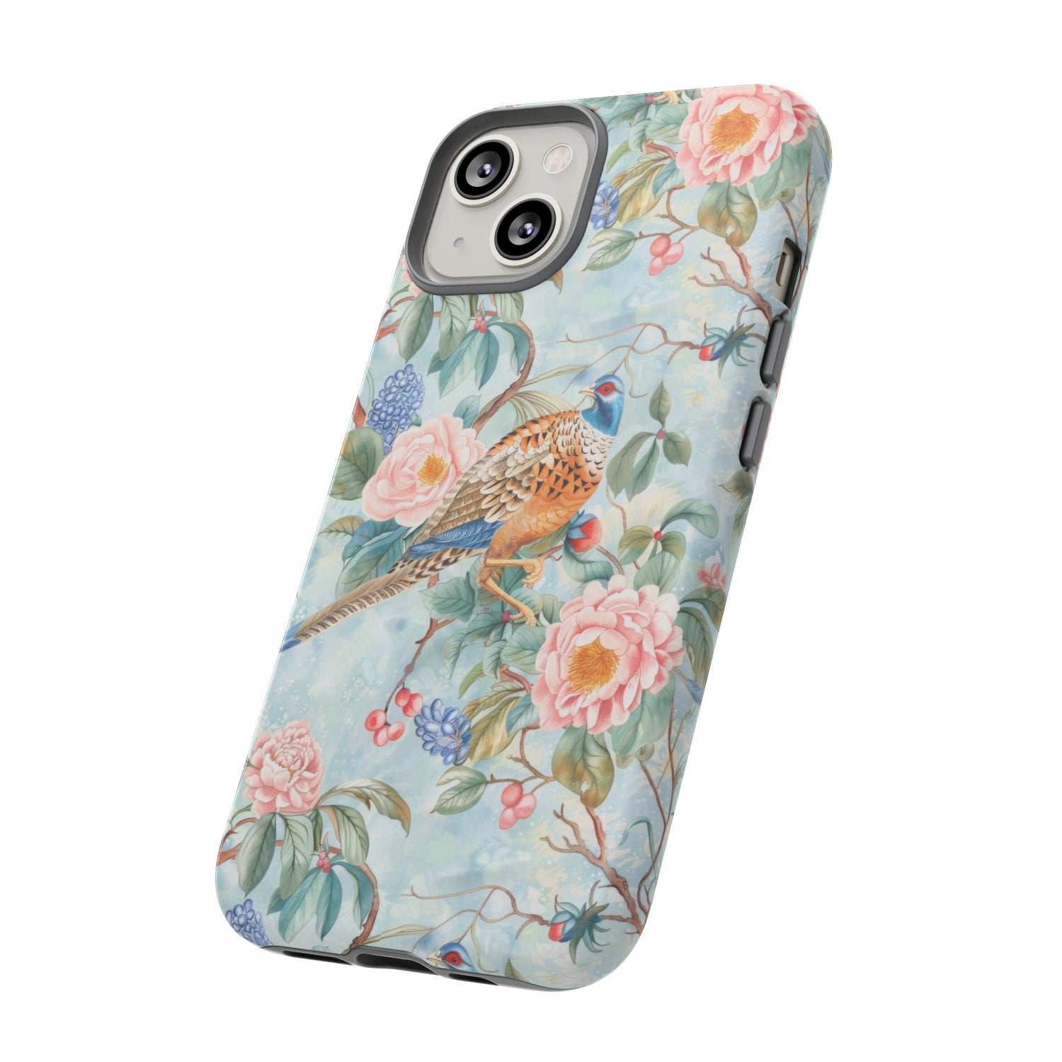 Chinoiserie Designed Floral Pheasant Phone Case with Bird Design