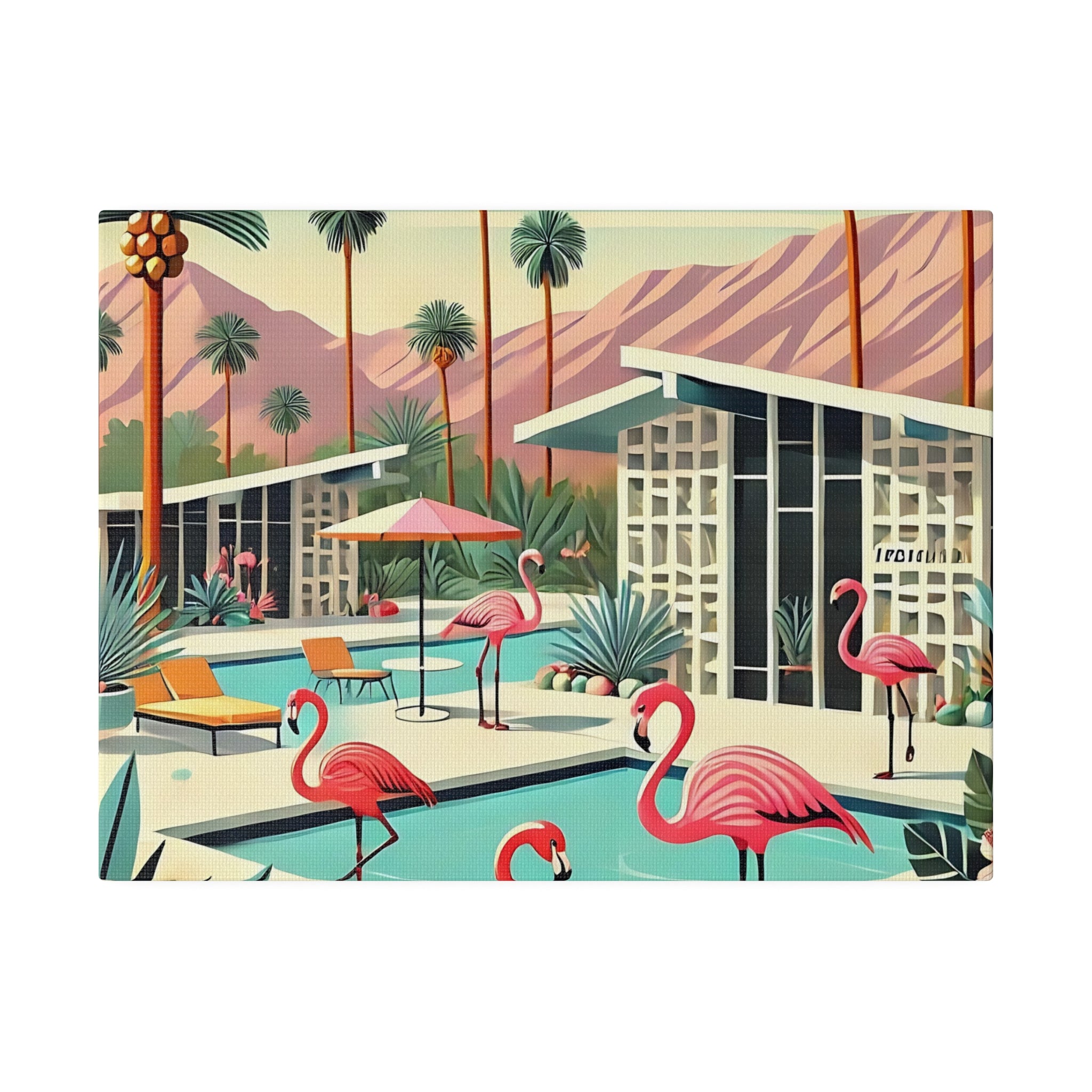 50s Mid Century Modern Wall Art, Palm Springs Flamingo Breeze Block MCM Art