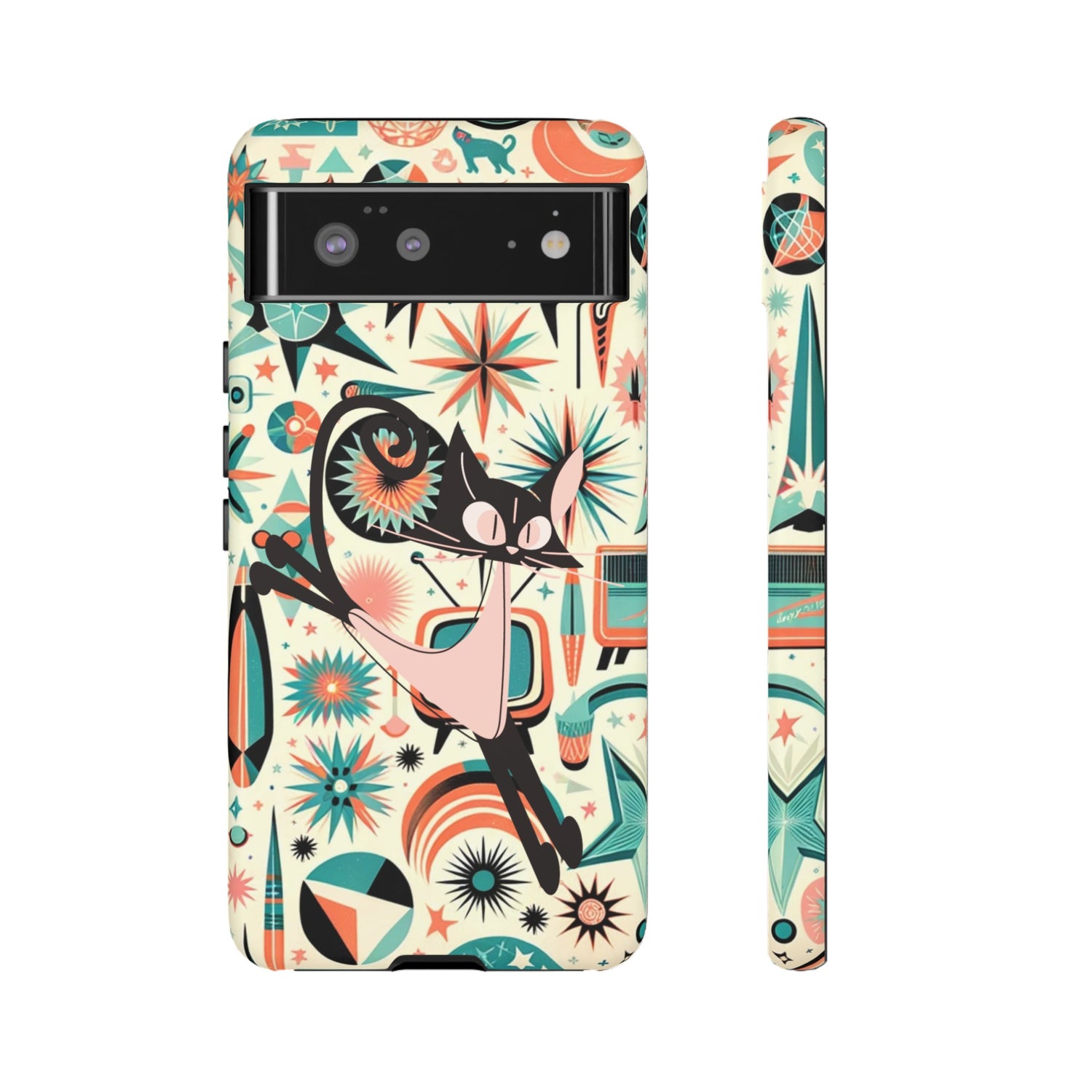 Atomic Kitty Boomerang Space Kitty Mid Century Modern Samsung, Smart Phone, Tough Cases