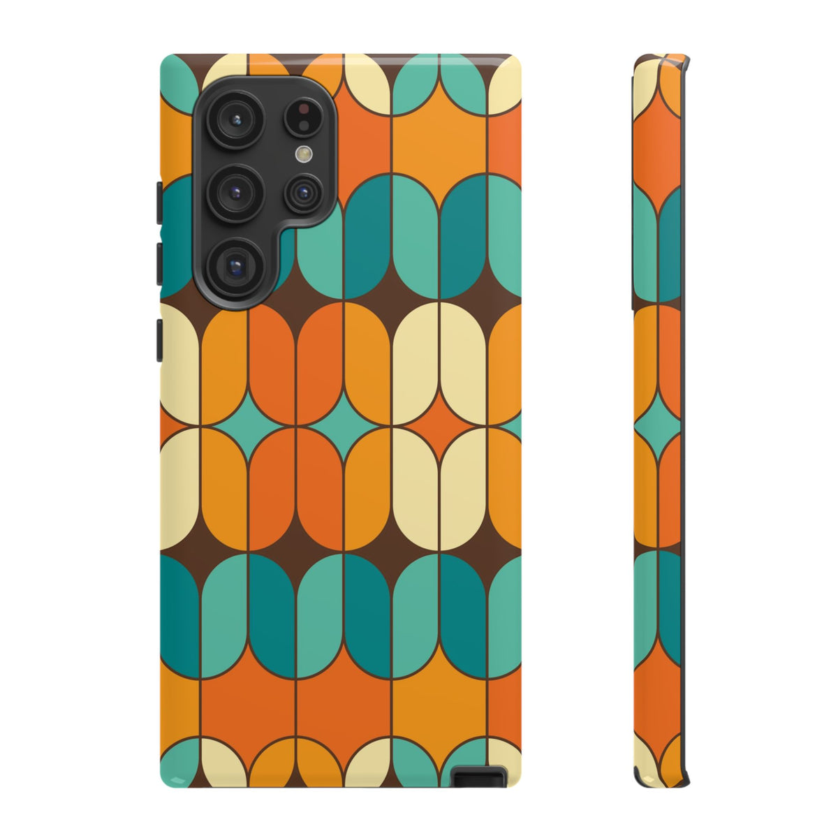 Mid Century Modern Orange, Teal Geometric Mod Designed Tough Phone Case
