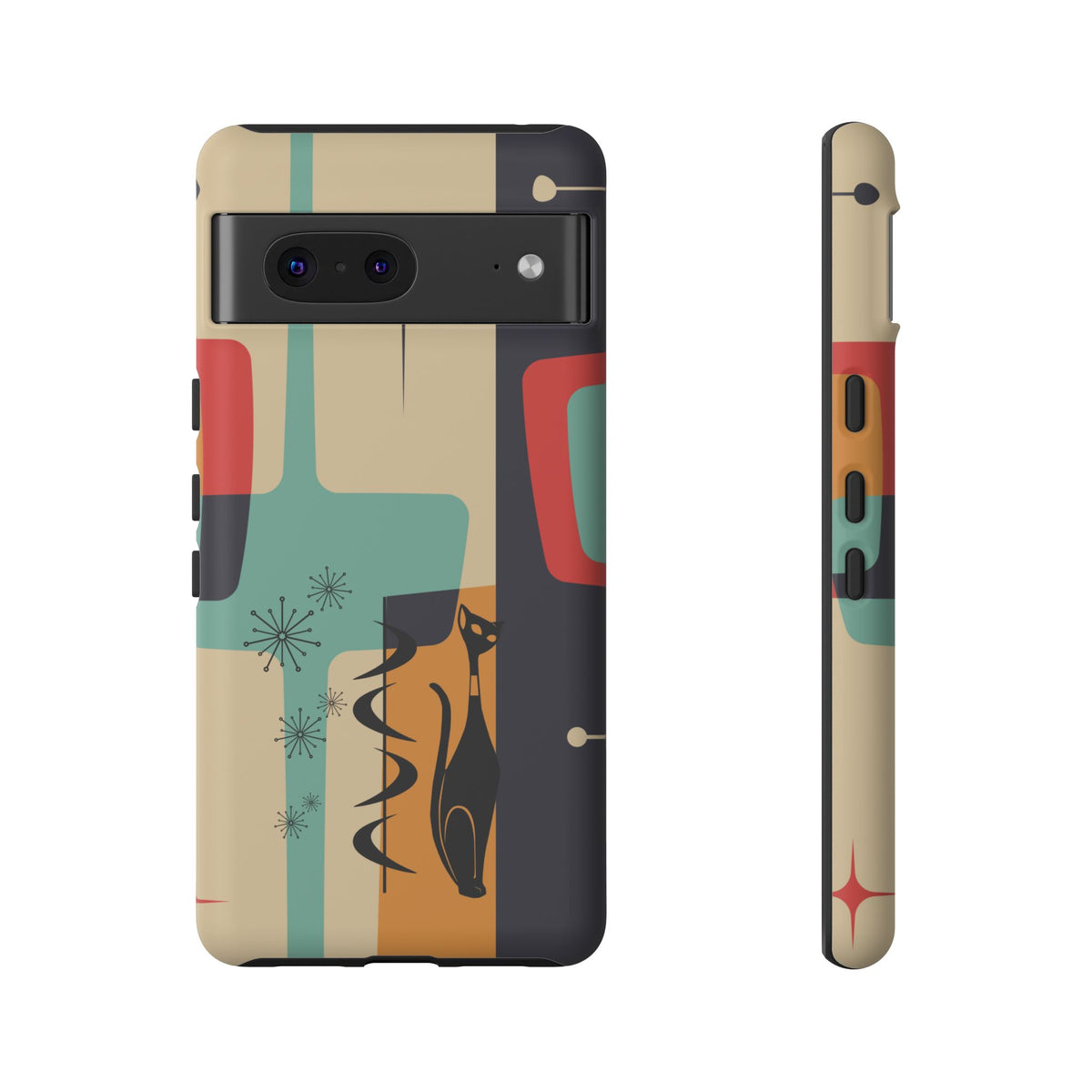 Mid Century Modern, Geometric, Atomic Cat Groovy Smart Phones Tough Phone Cases