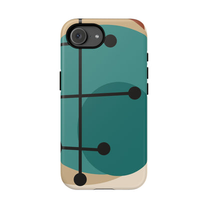 Mid Century Mod, Geometric, Retro Beige Teal Blue, Smart Phones Tough Phone Cases