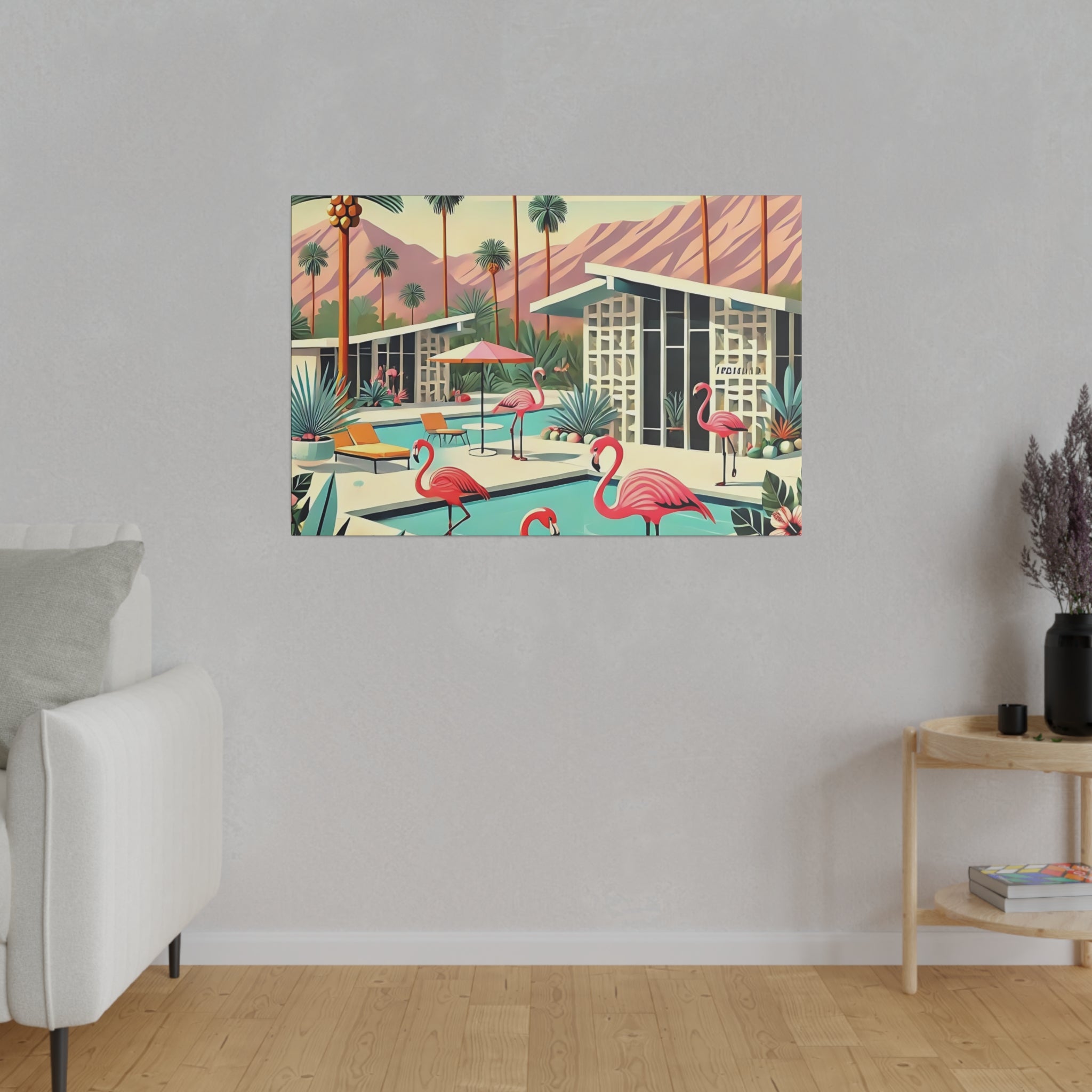 50s Mid Century Modern Wall Art, Palm Springs Flamingo Breeze Block MCM Art