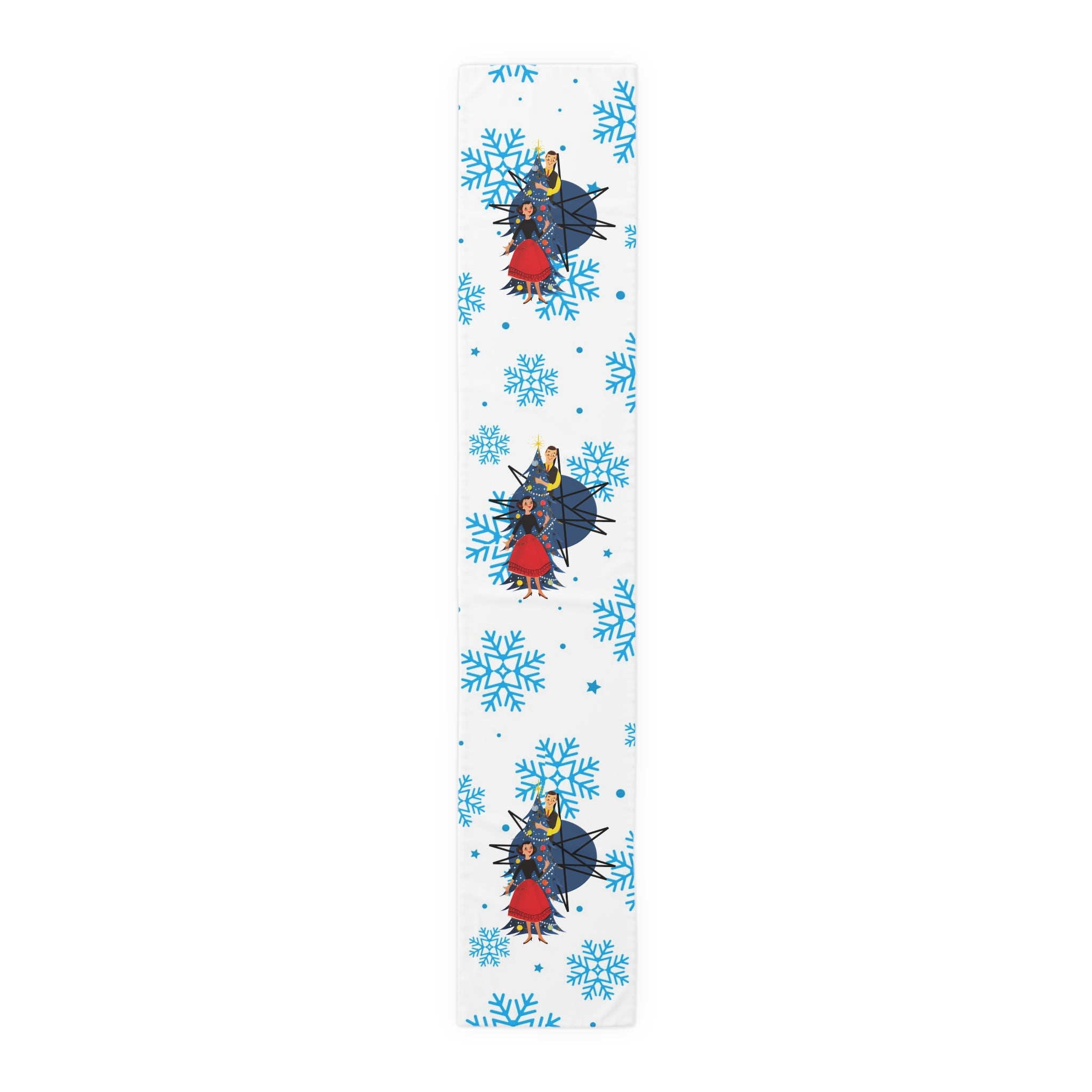 Kitschy 50s Holiday Snowflake Mod Table Runner