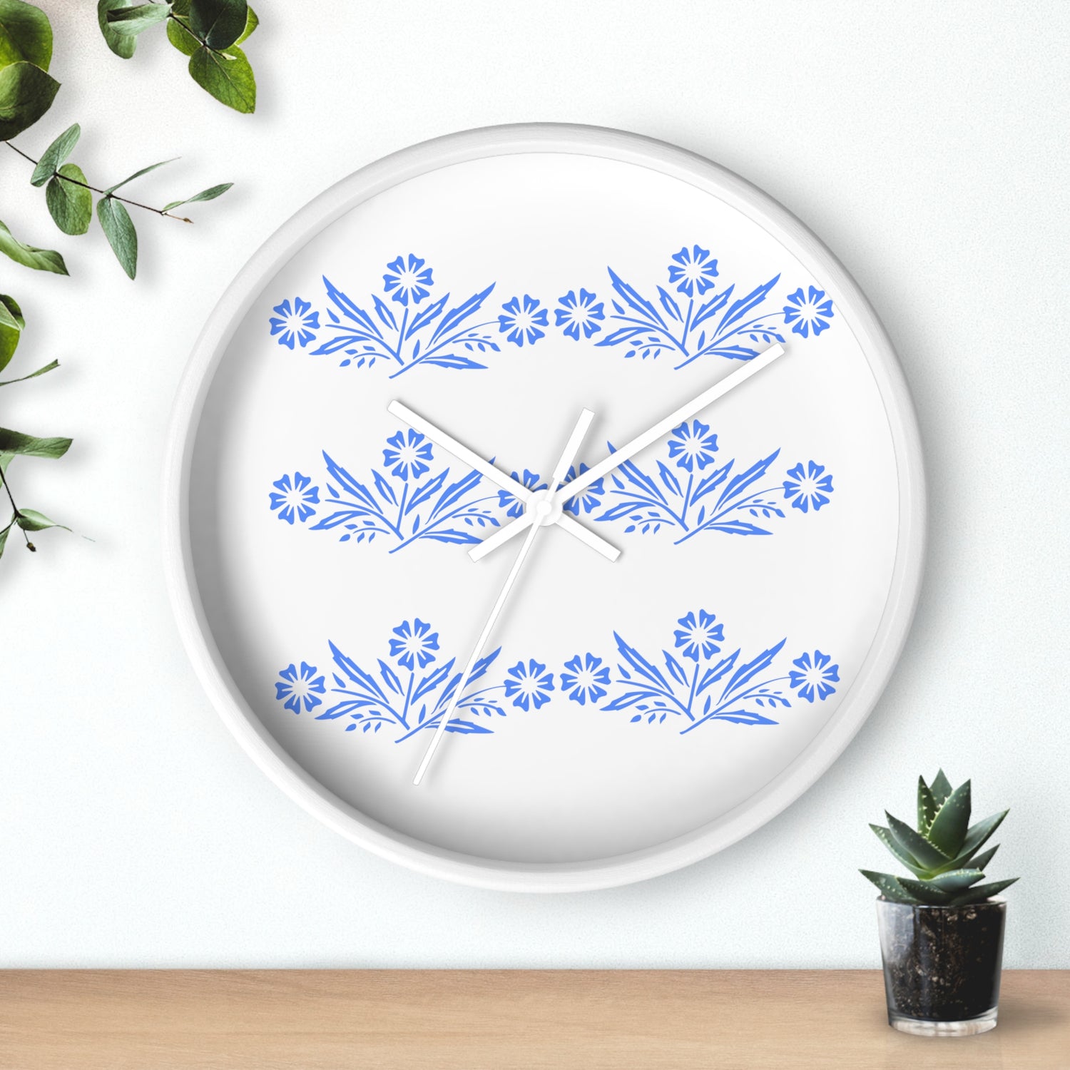 Blue Cornflower Corningware Inspired Kitschy Kitchen Wall Clock